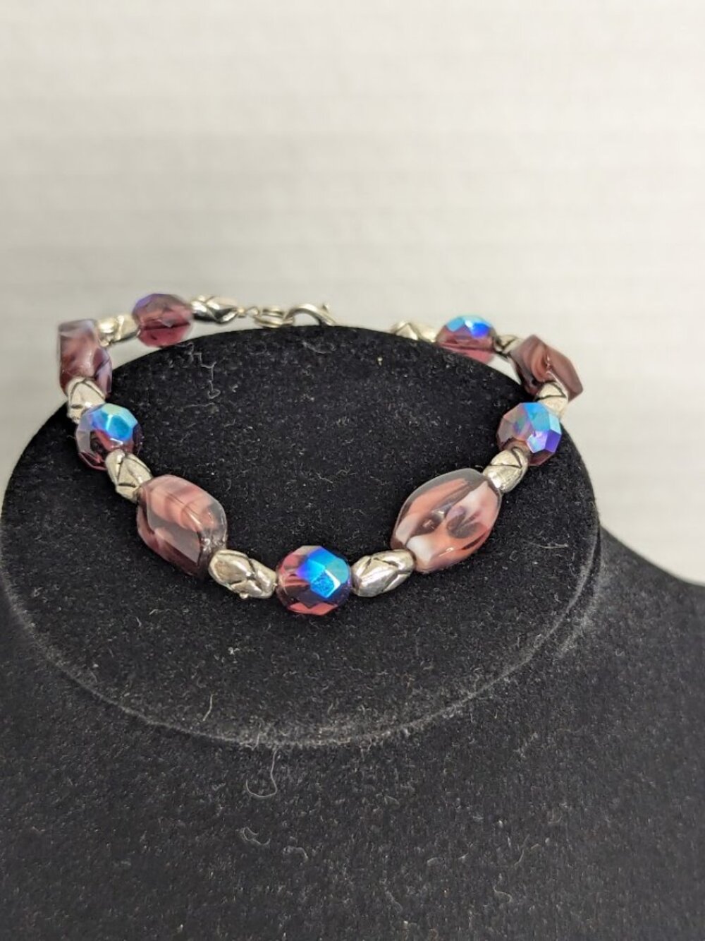 Purple and blue rhinestone bracelet